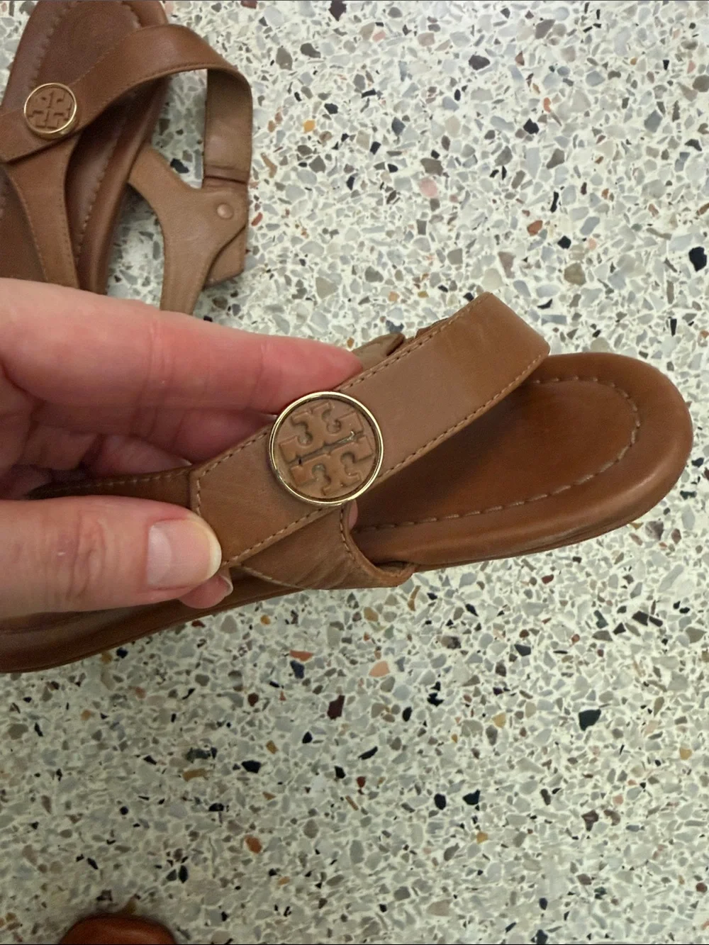 Tory Burch Minnie brown travel sandal flat 9 leather